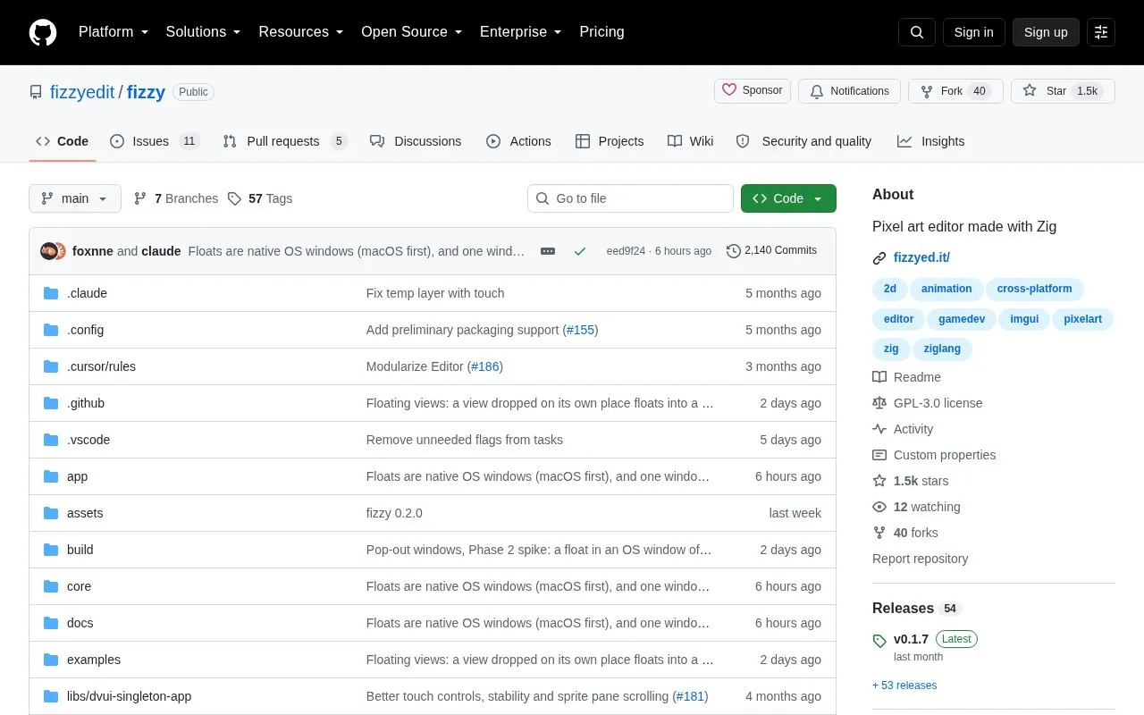 Fizzy homepage screenshot