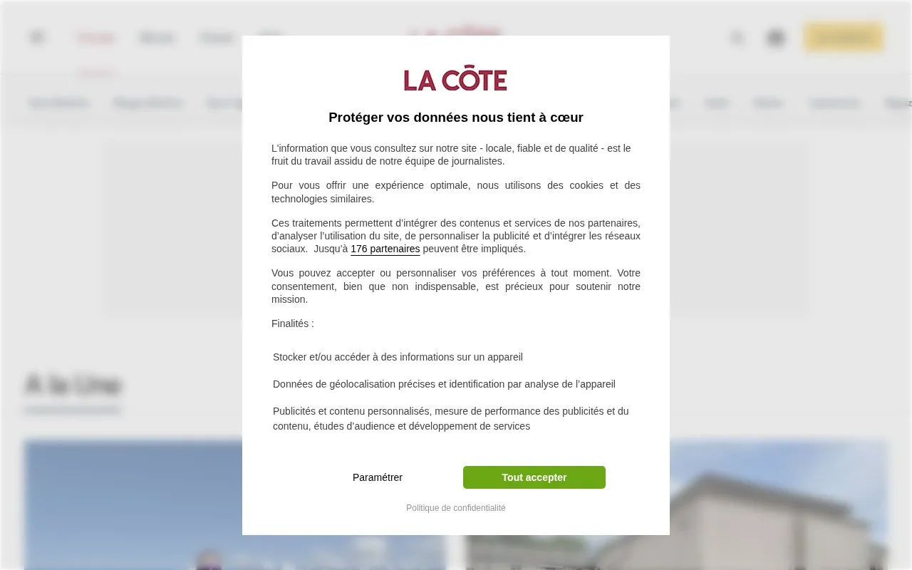 La Côte homepage screenshot