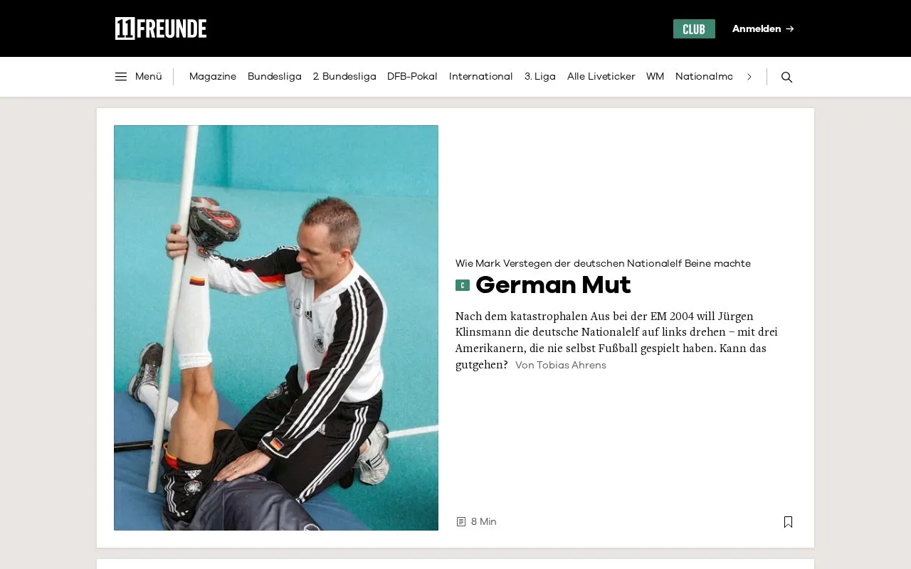 11 Freunde homepage screenshot