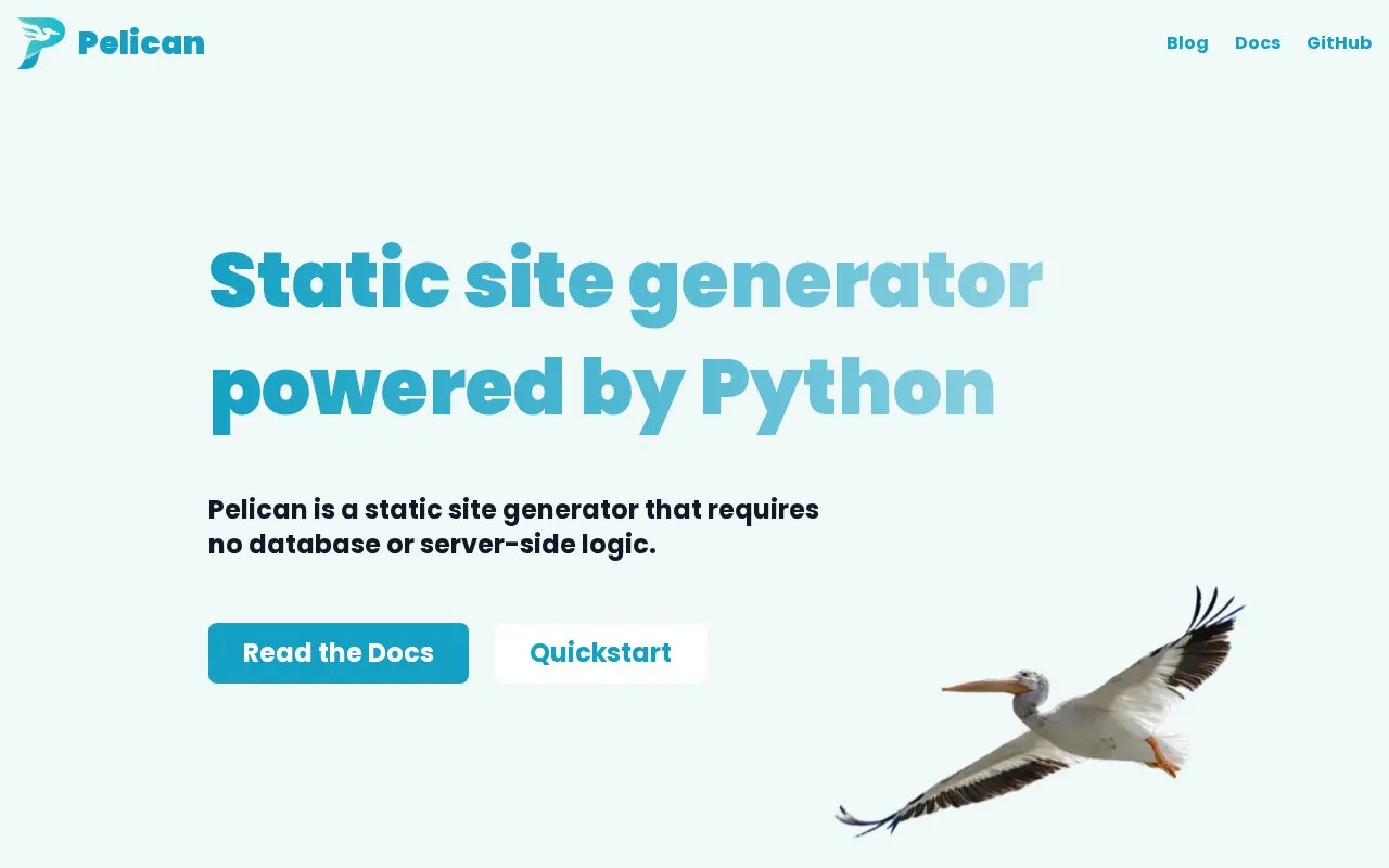Pelican homepage screenshot