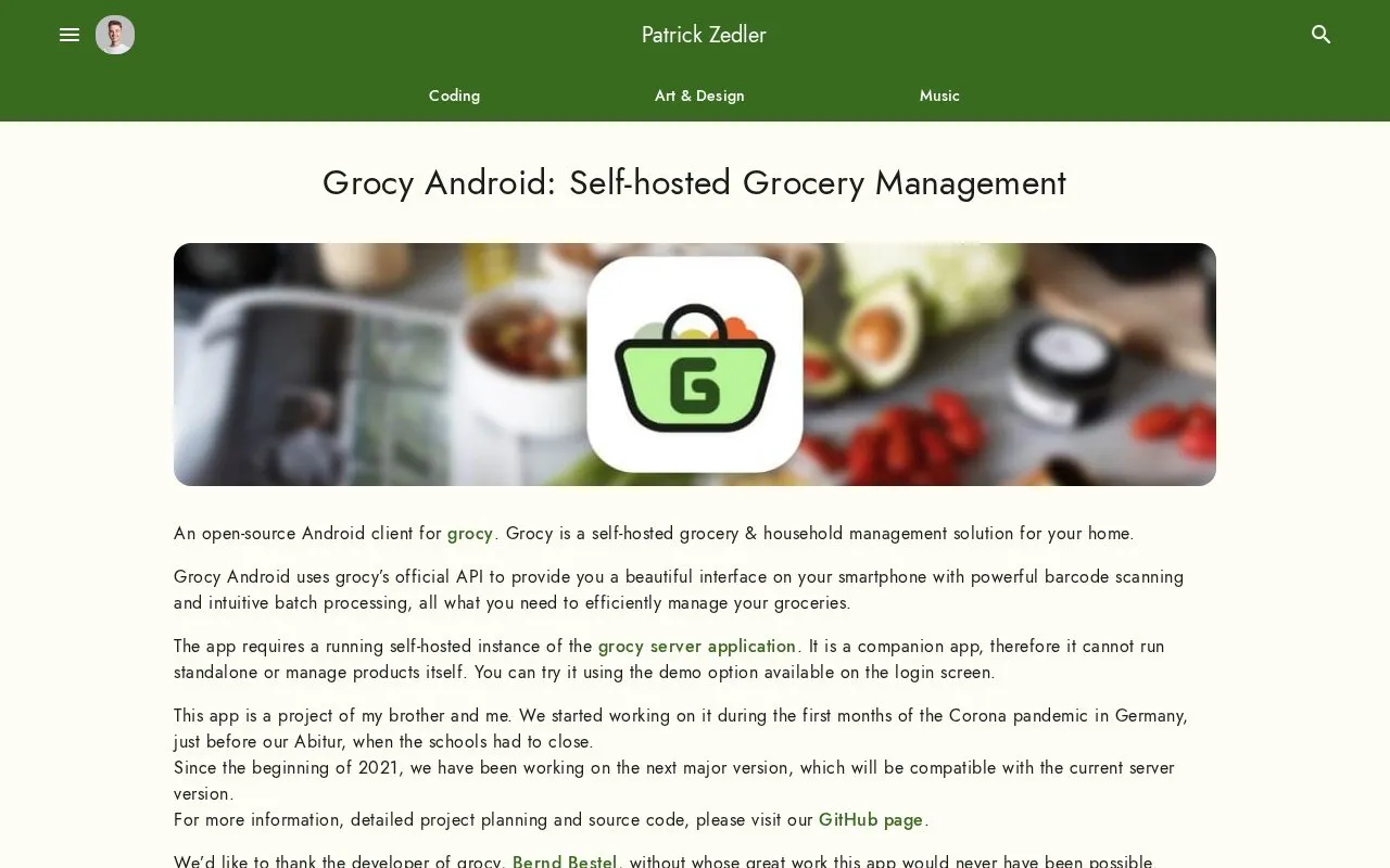 Android homepage screenshot