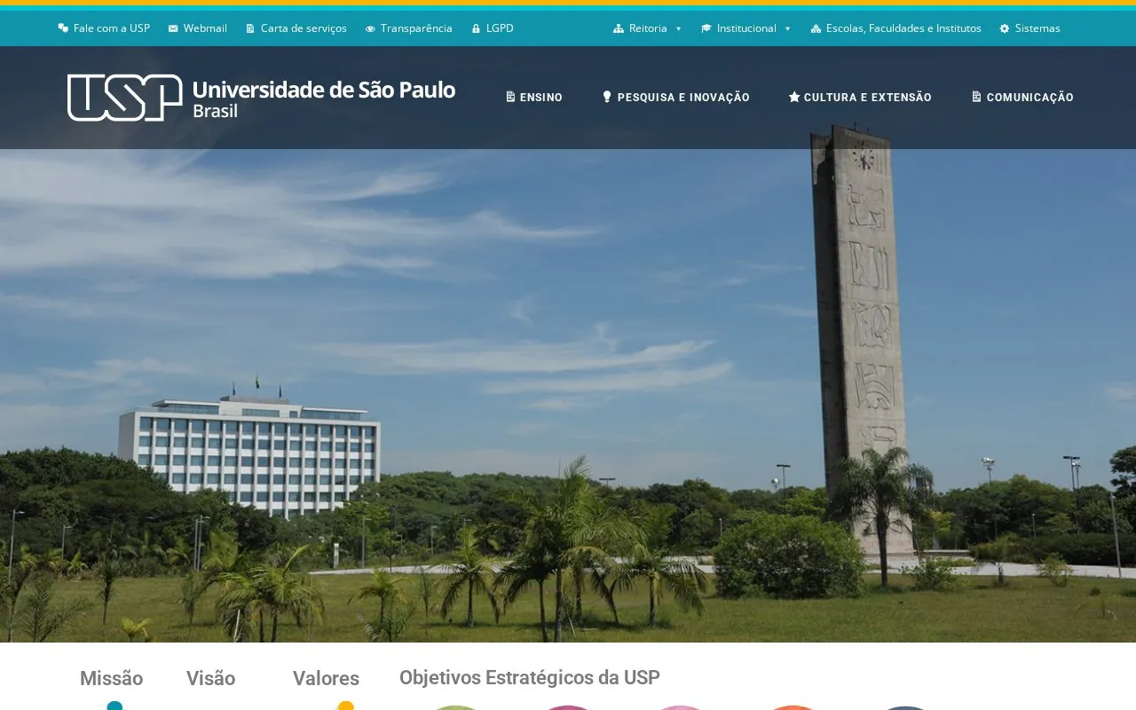 Universidade de Sao Paulo homepage screenshot