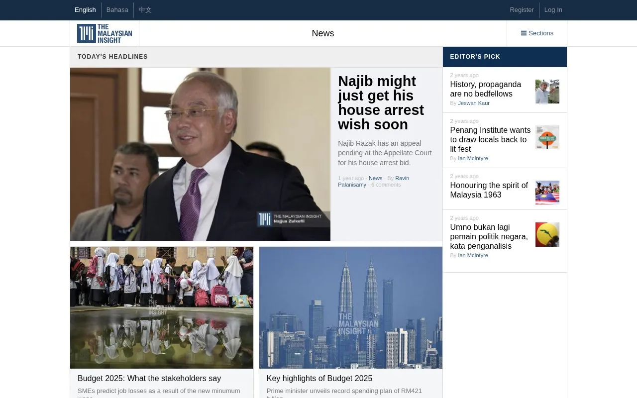 The Malaysian Insider homepage screenshot