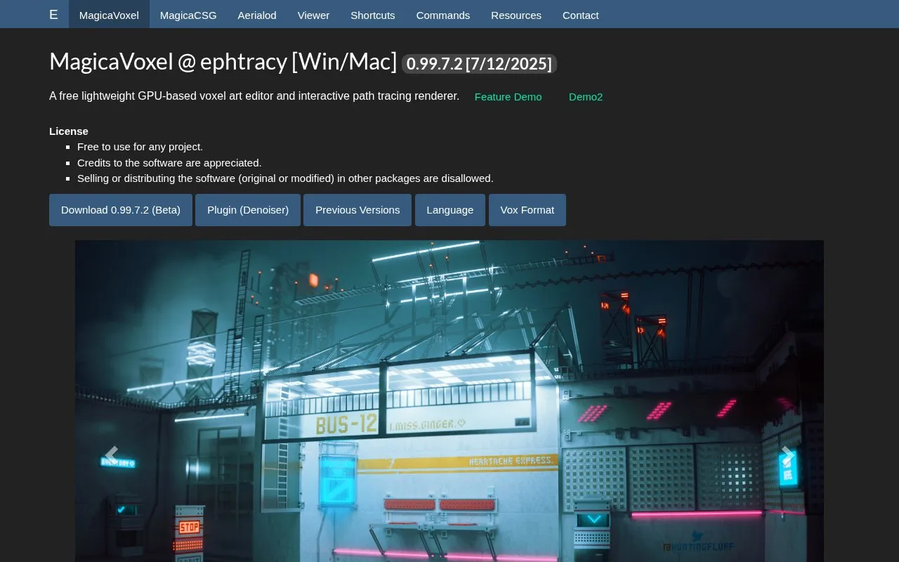 MagicaVoxel homepage screenshot