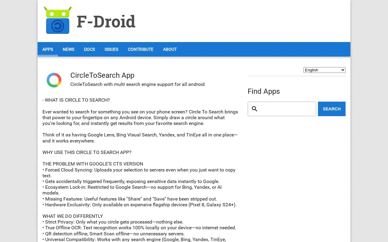 CircleToSearch homepage screenshot