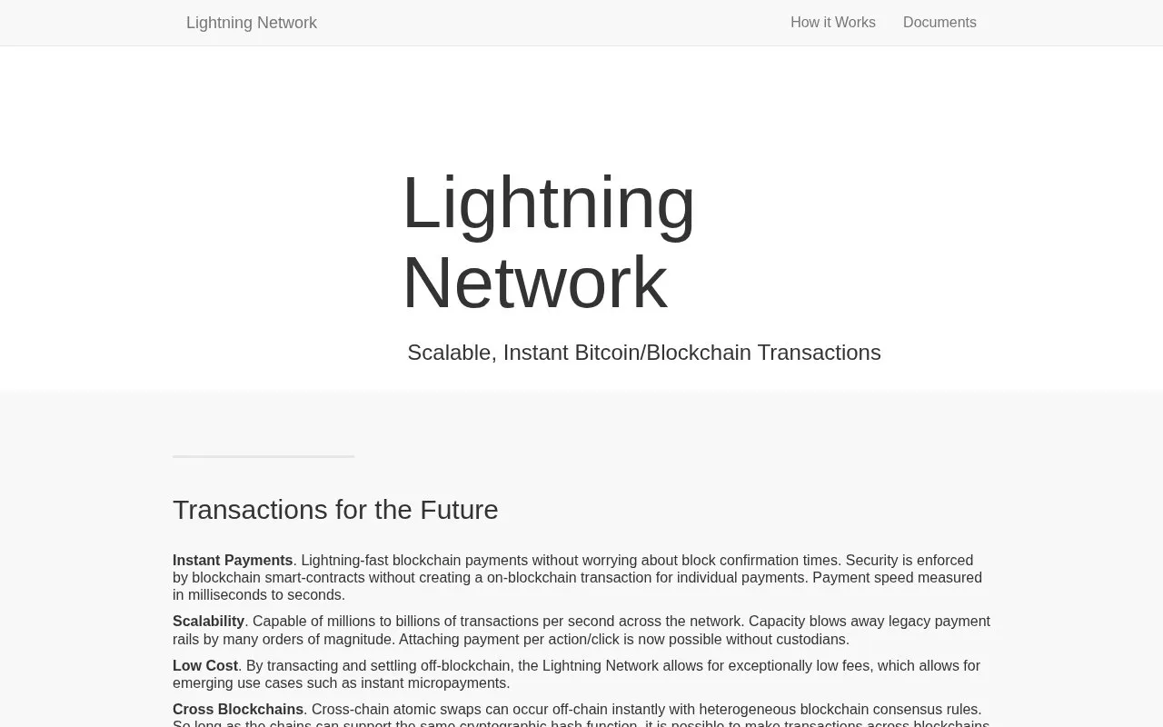Lightning Network homepage screenshot