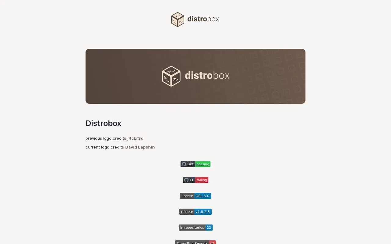 Distrobox homepage screenshot
