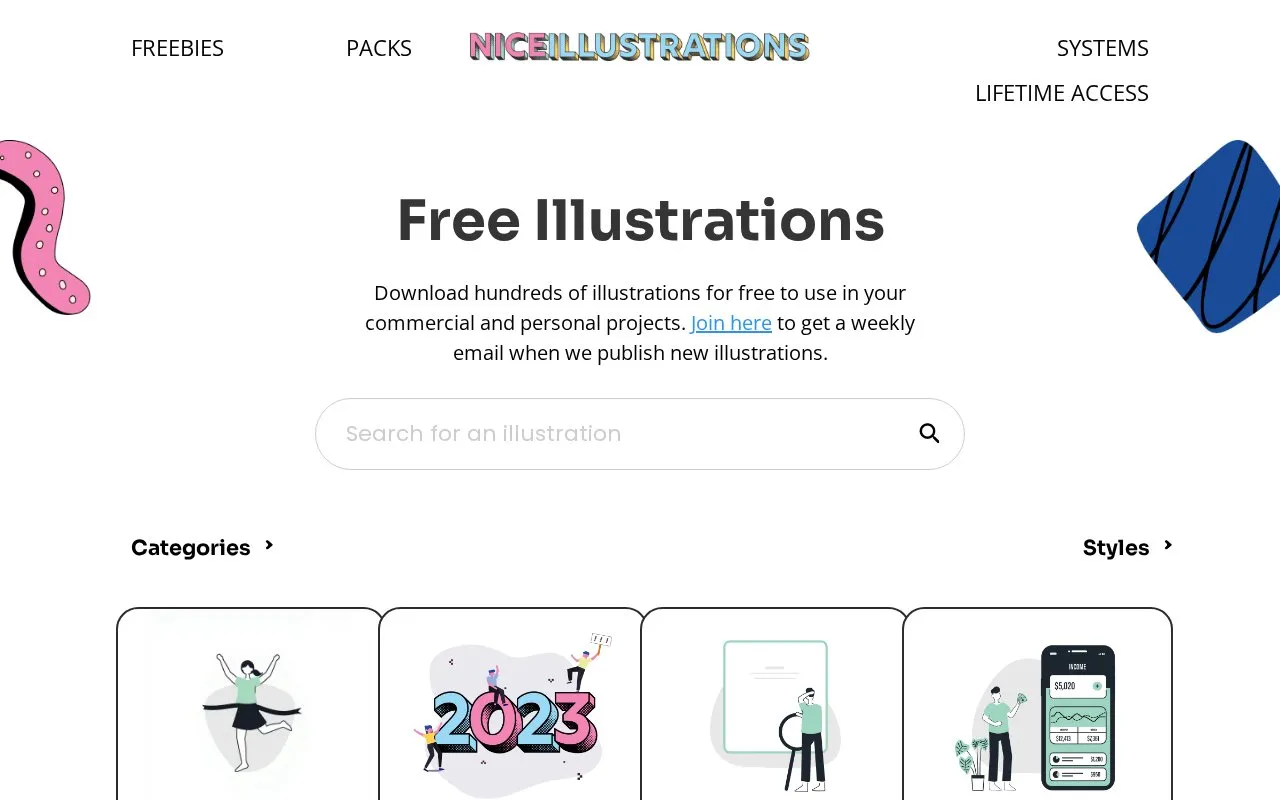 NiceIllustrations homepage screenshot