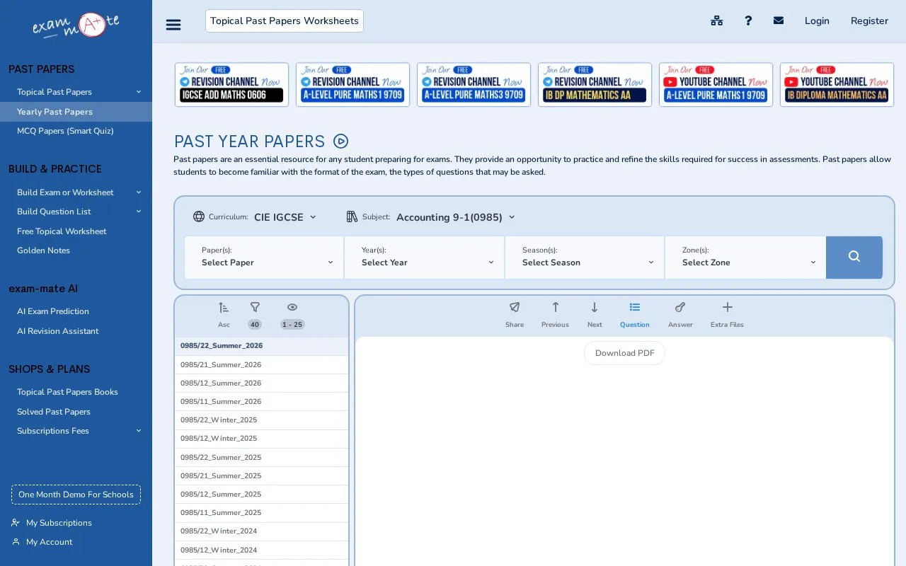Exam-Mate homepage screenshot
