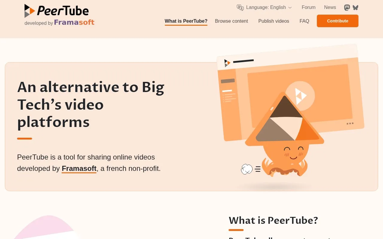 Peertube homepage screenshot