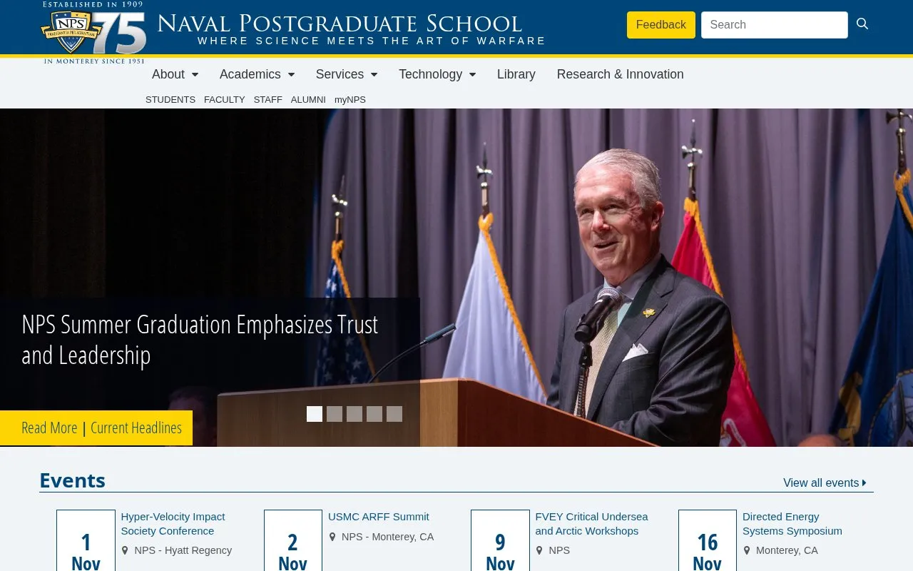 Naval Postgraduate School homepage screenshot