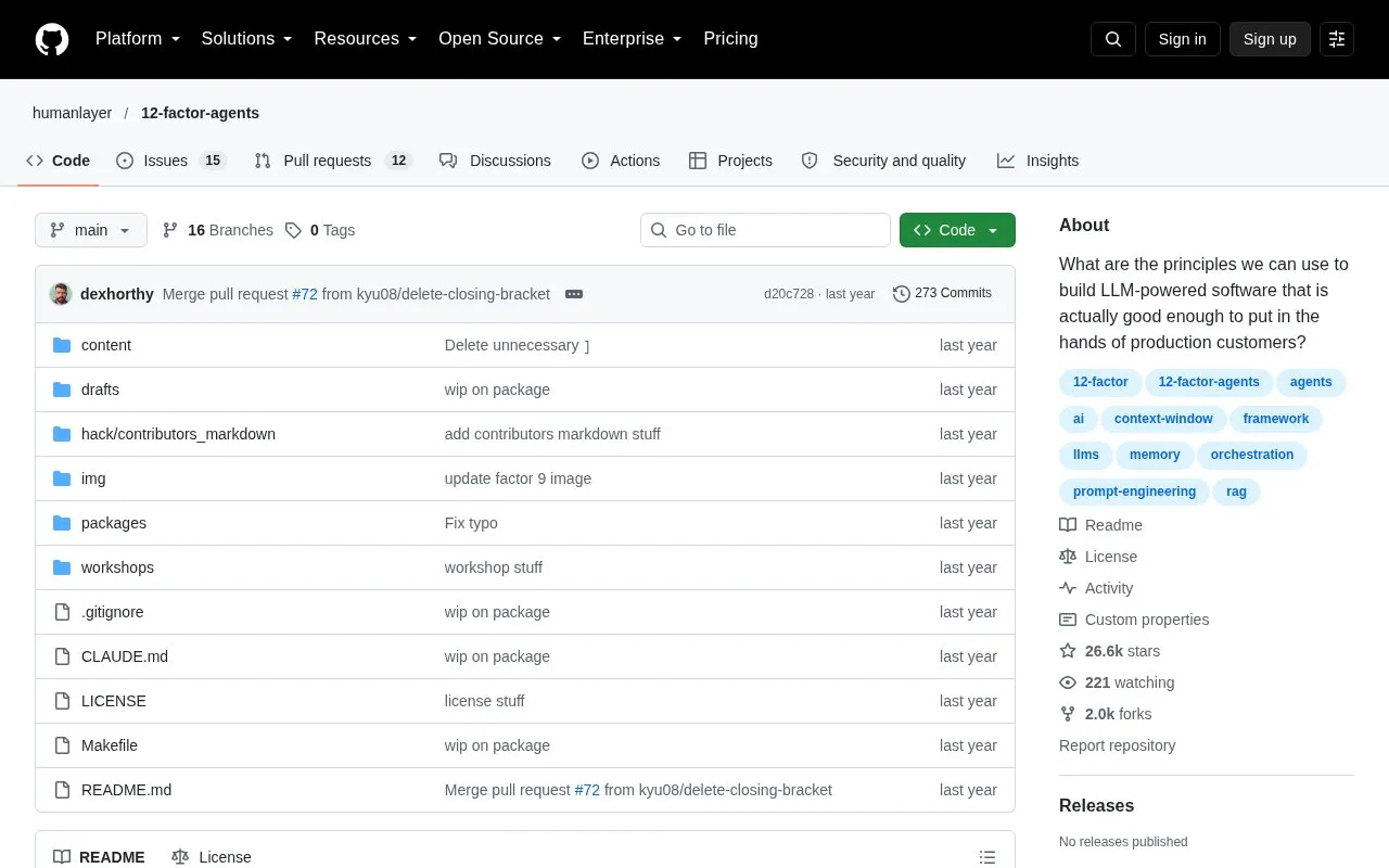 12-Factor Agents homepage screenshot