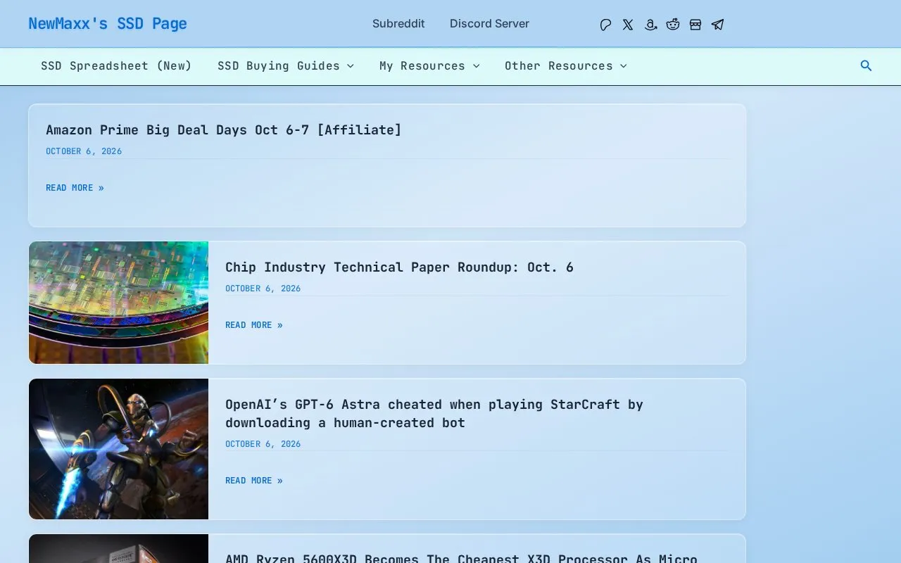 NewMaxx's SSD Site homepage screenshot