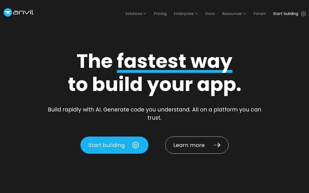 Anvil homepage screenshot