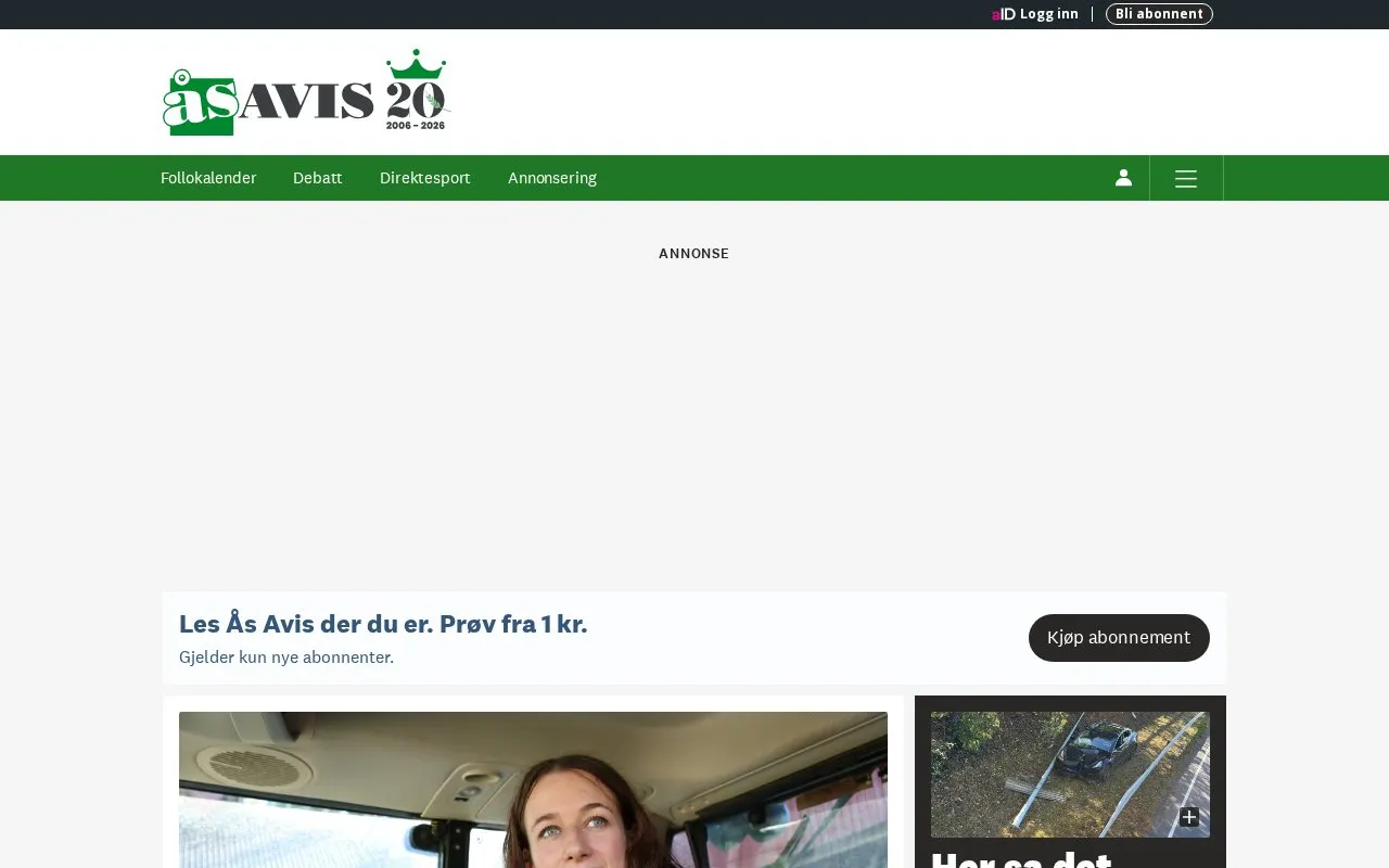 Ås Avis homepage screenshot