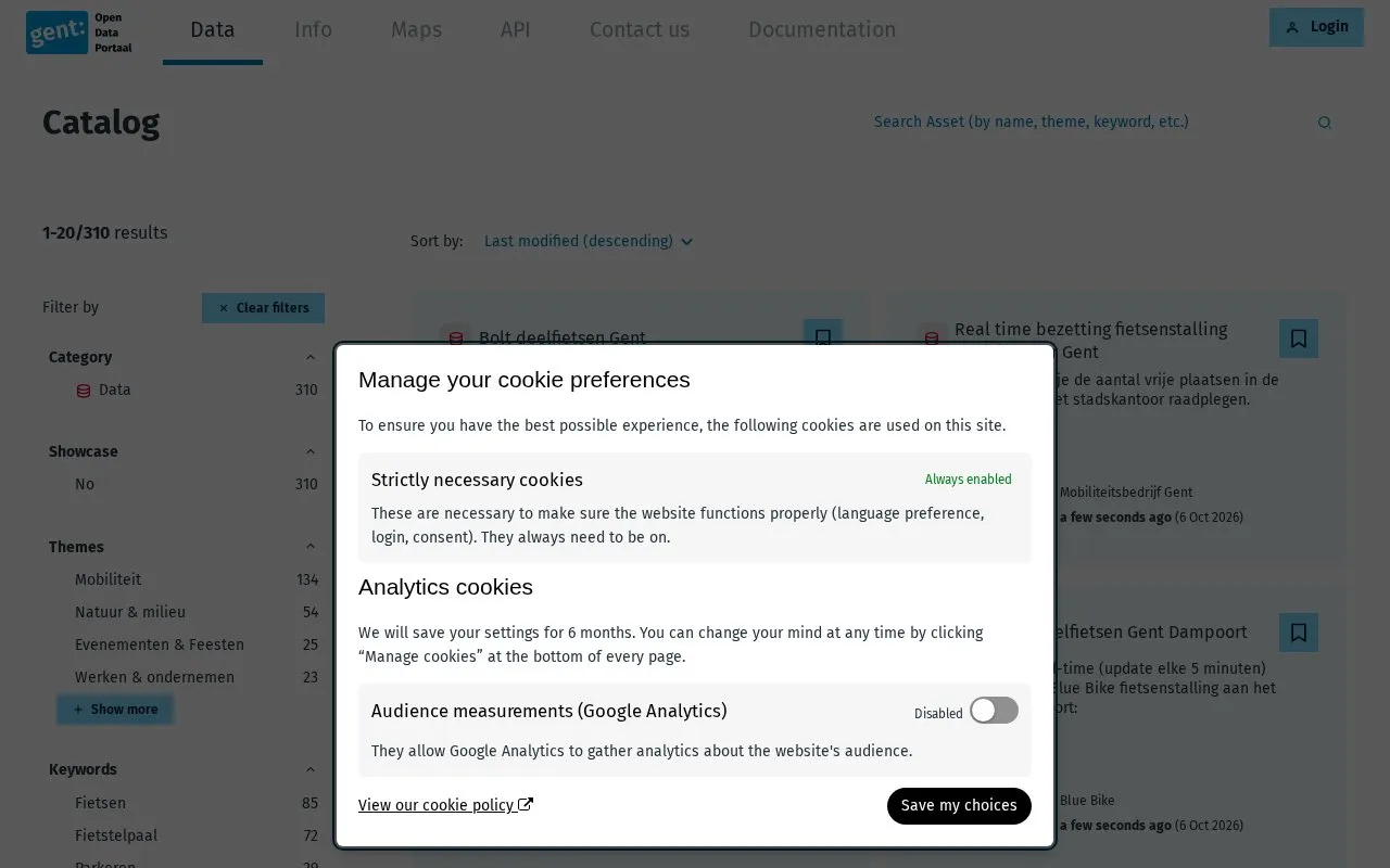 Gent Data Catalogue homepage screenshot