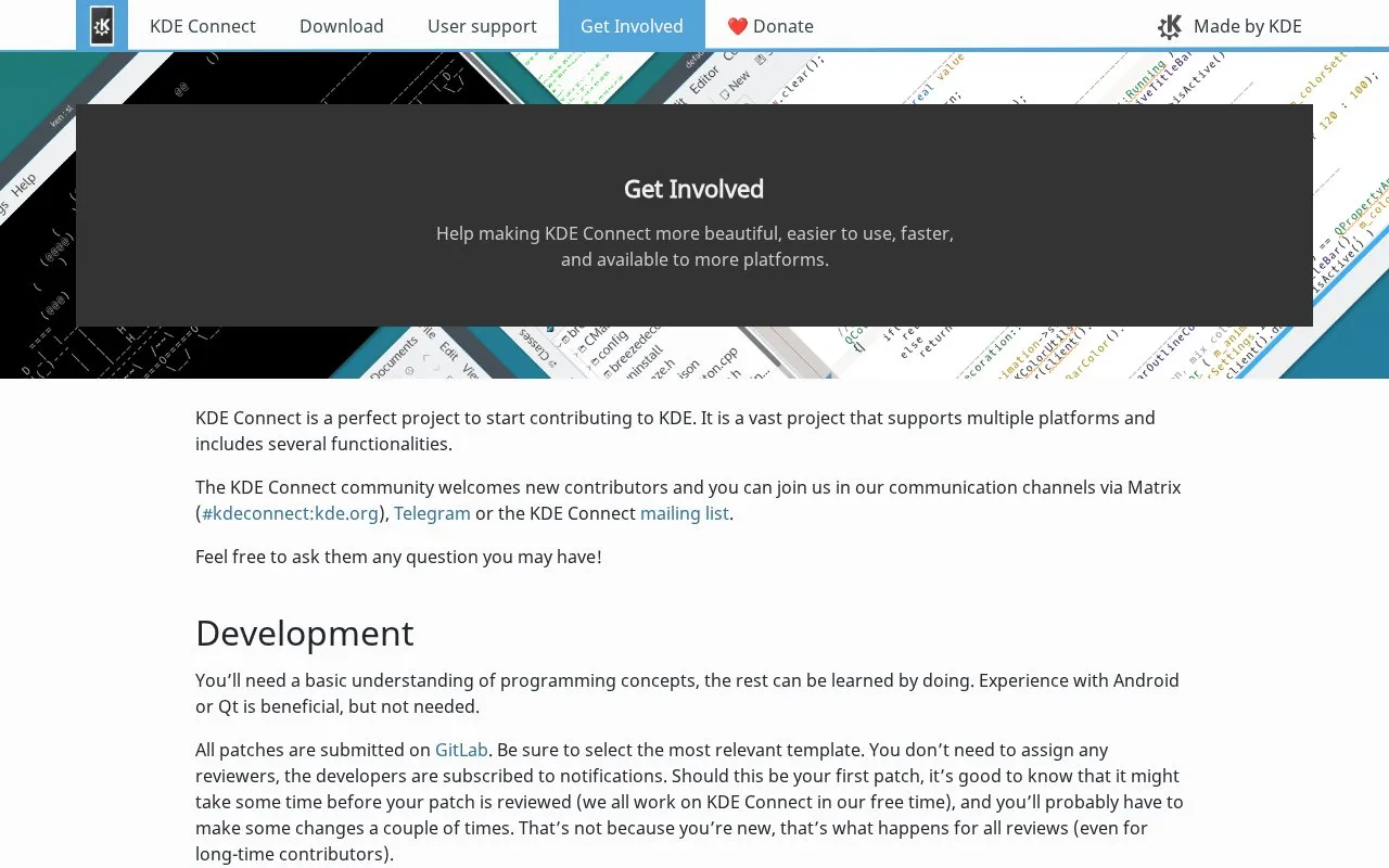 Get Involved homepage screenshot