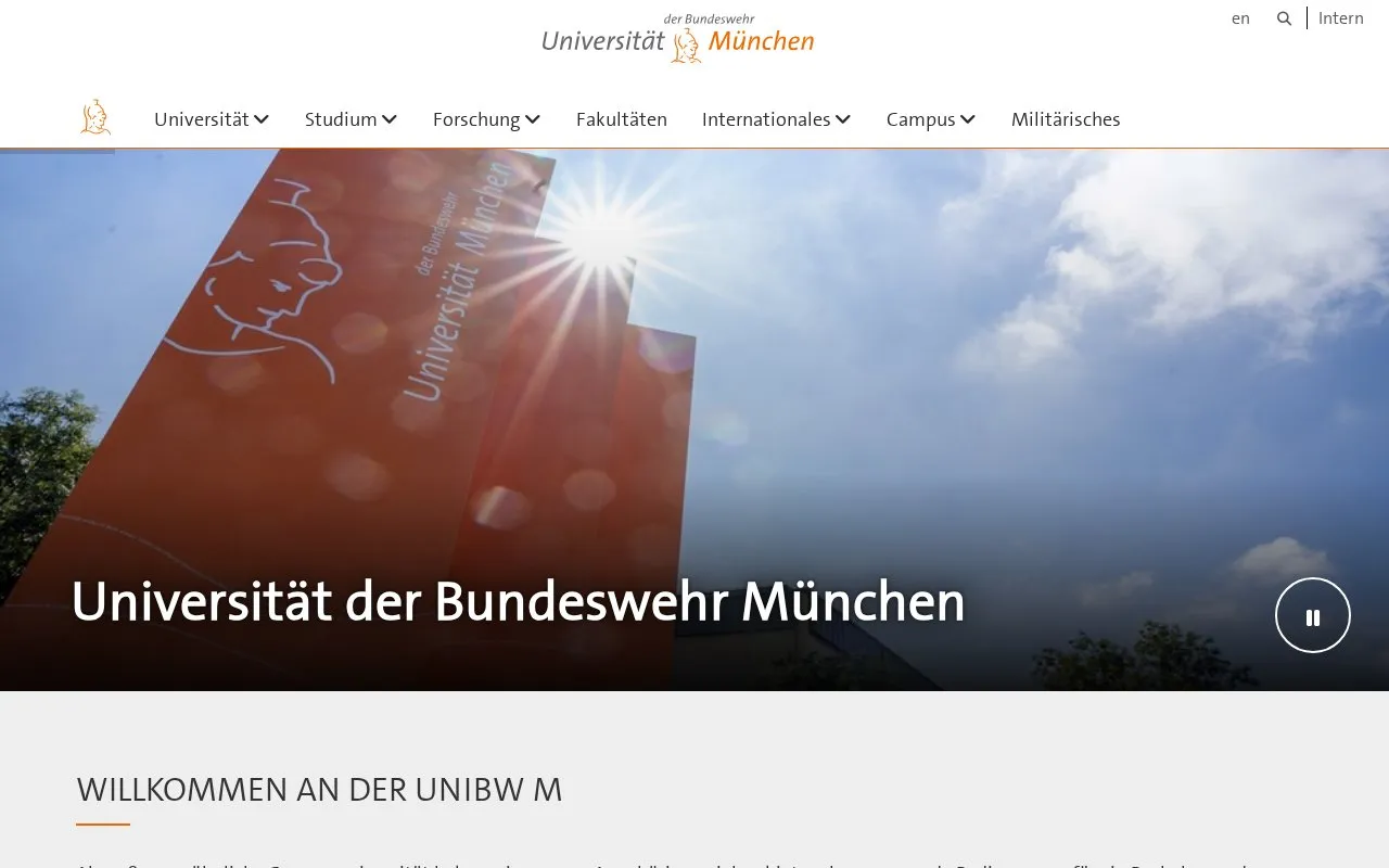 Universitat der Bundeswehr Munchen homepage screenshot