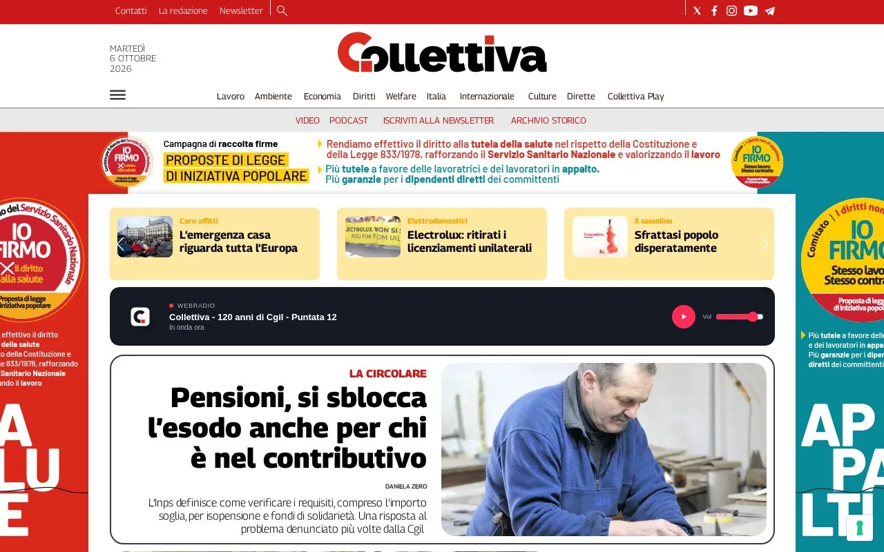 Collettiva homepage screenshot