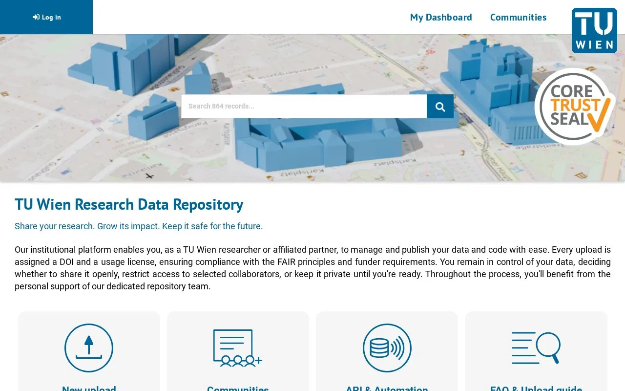 TU Wien Research Data homepage screenshot
