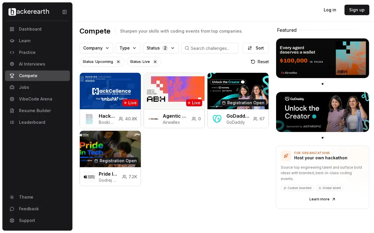 HackTheEarth homepage screenshot