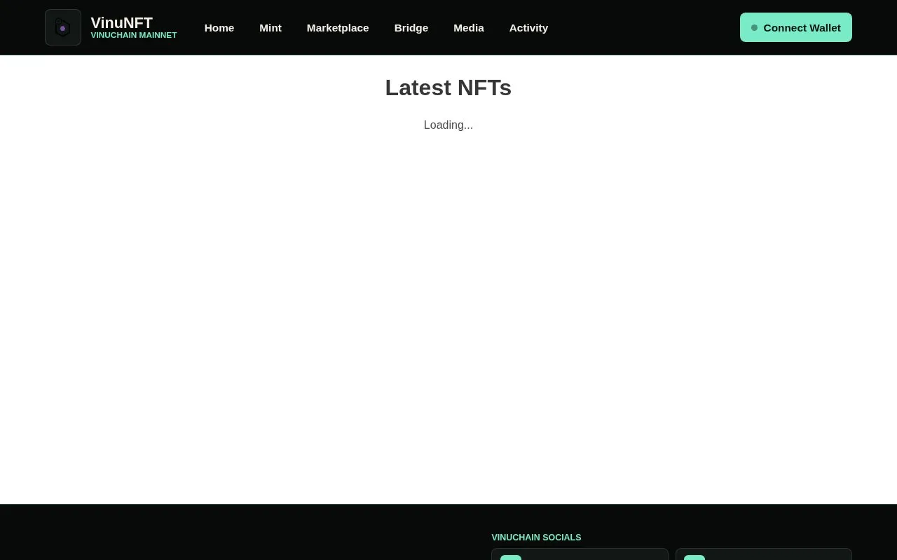 VinuNFT homepage screenshot