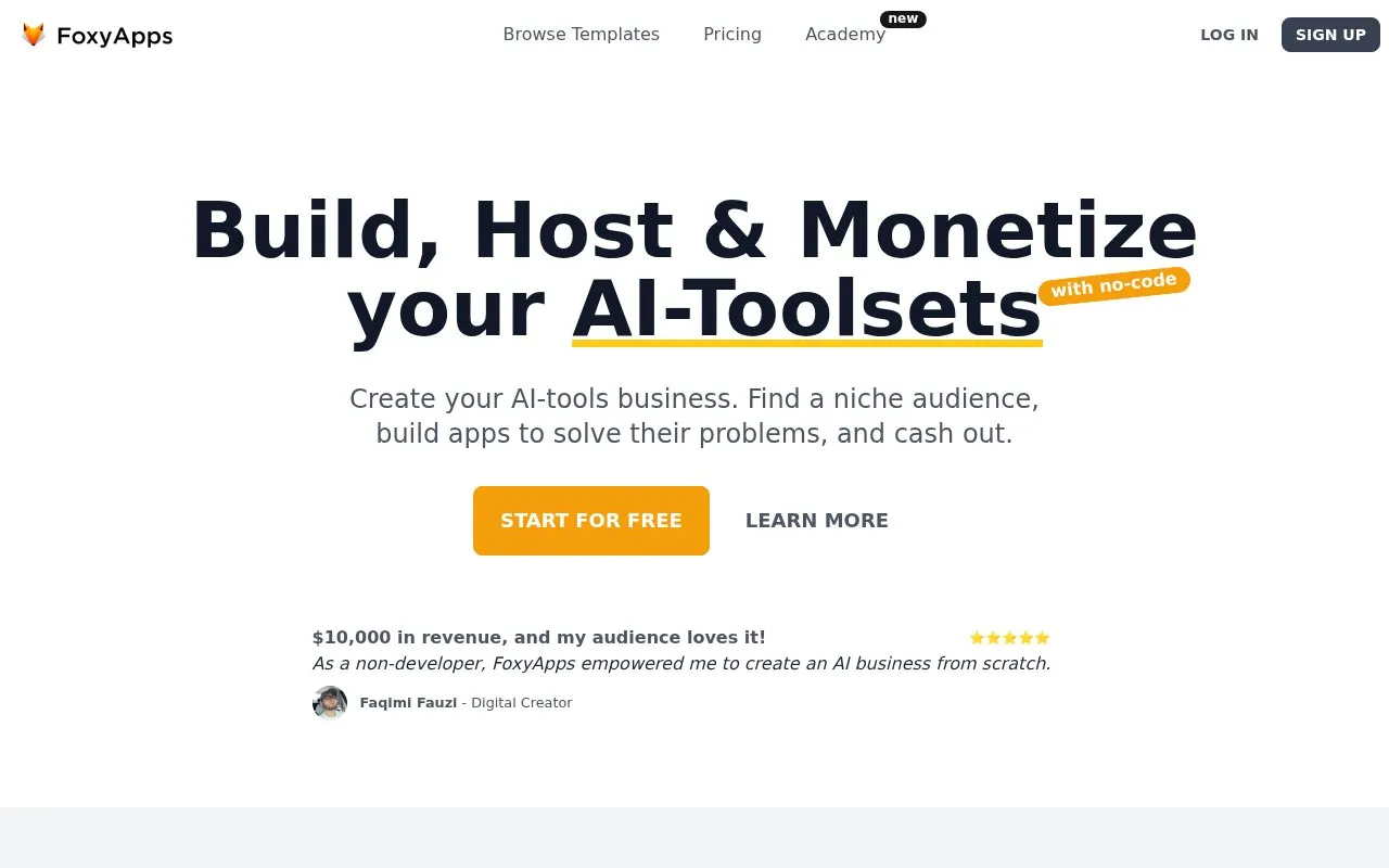 FoxyApps homepage screenshot