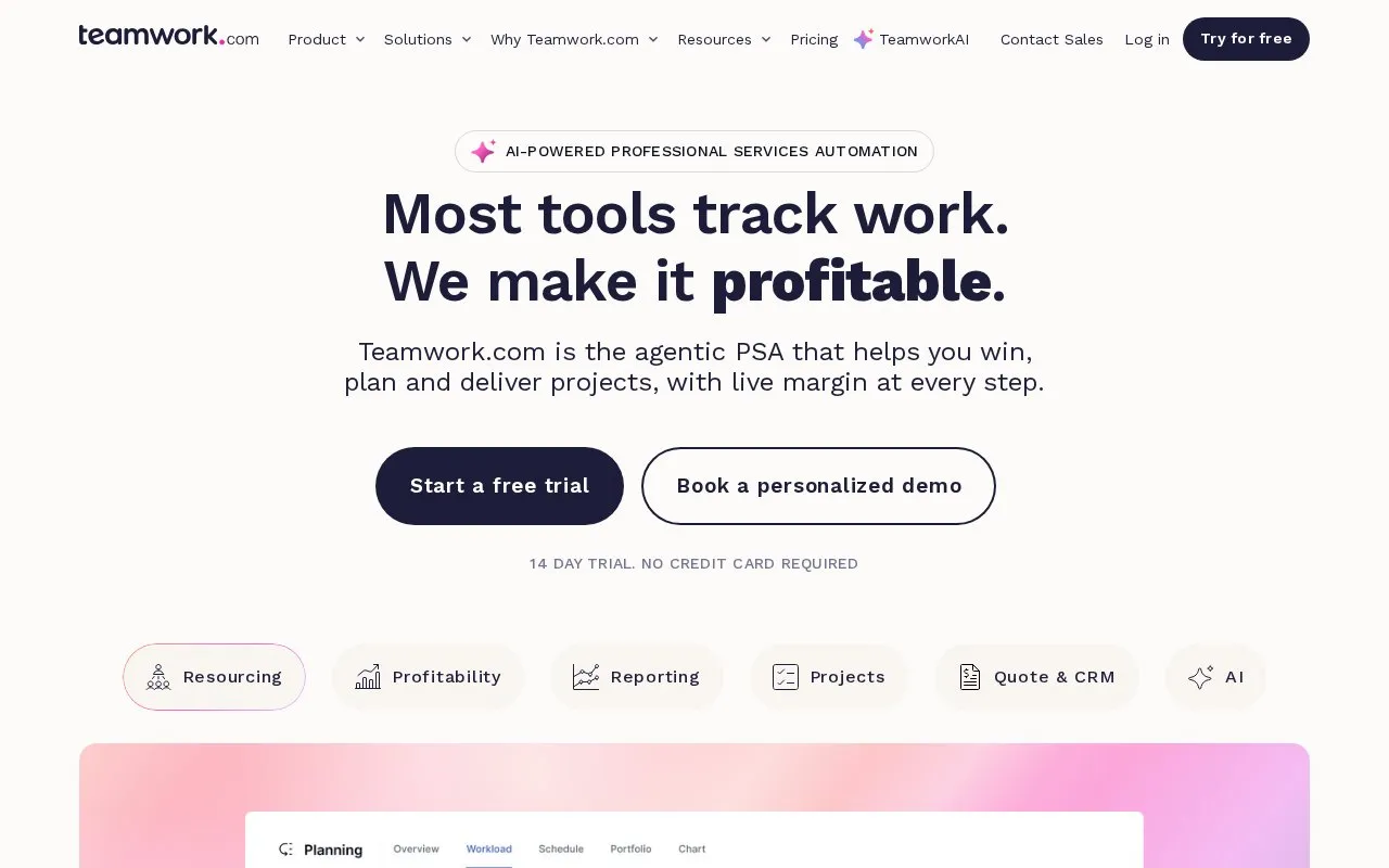 Teamwork.com homepage screenshot