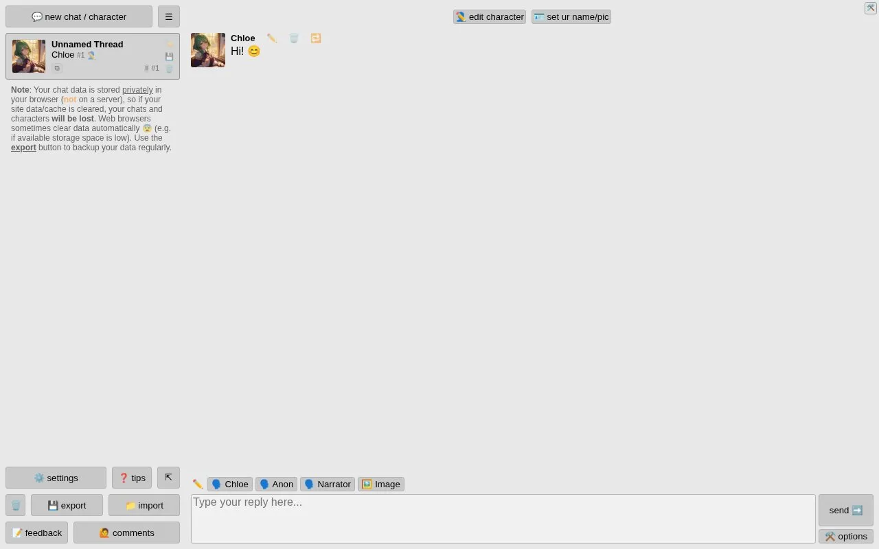 Perchance homepage screenshot