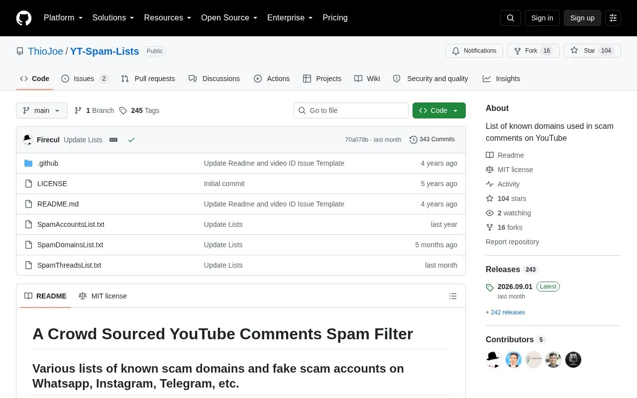 Domain List homepage screenshot