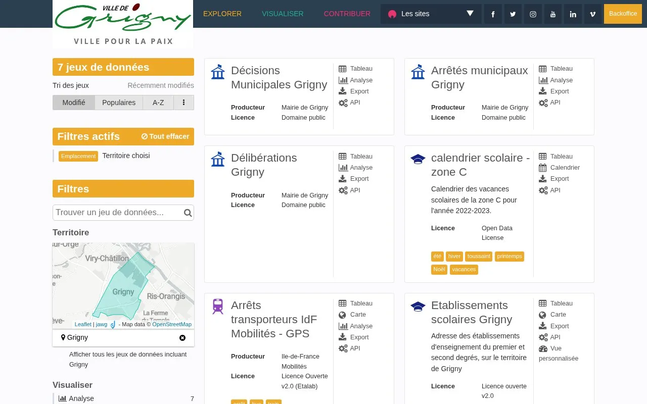 data.grigny91.fr homepage screenshot