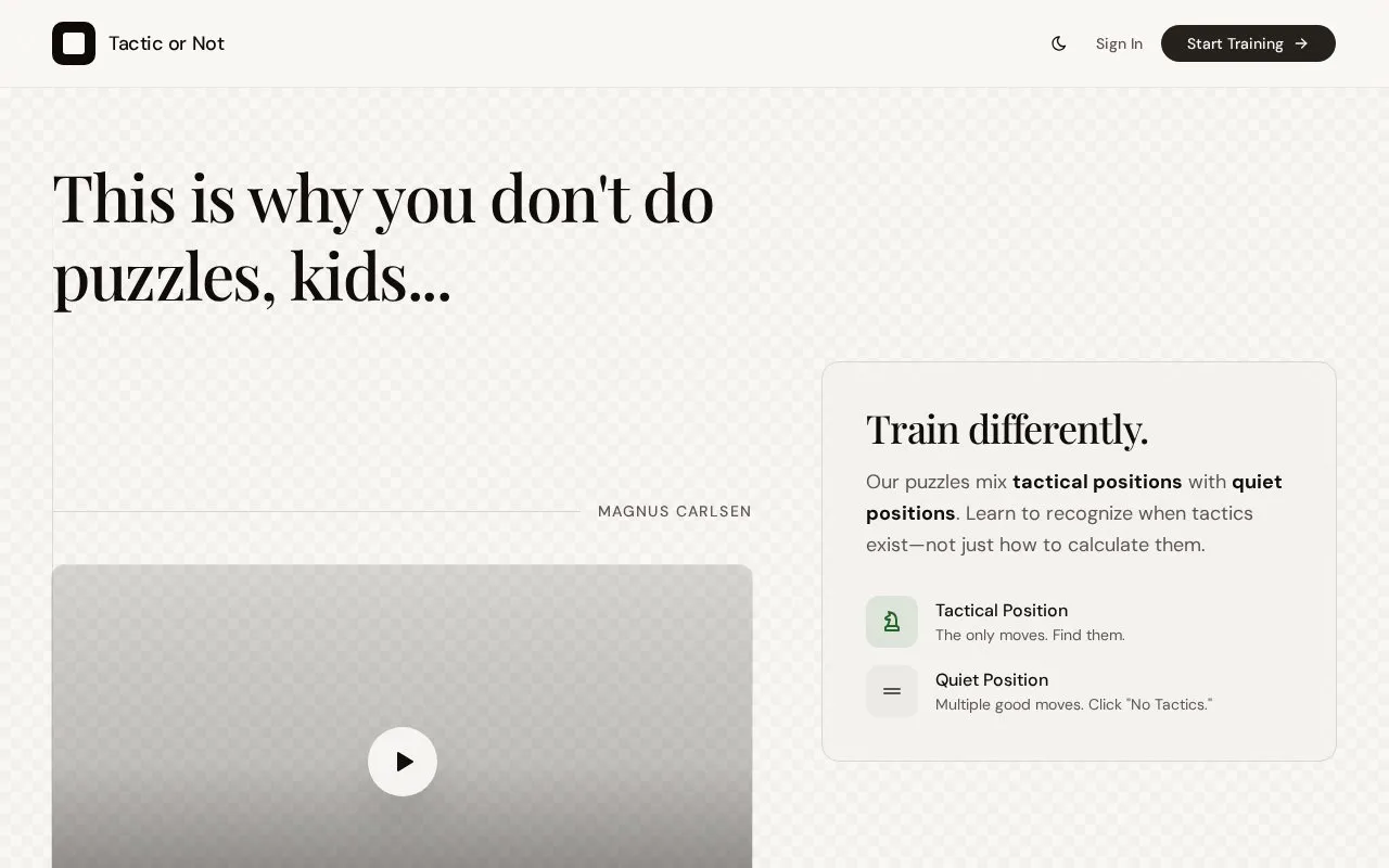 Tactic or Not homepage screenshot