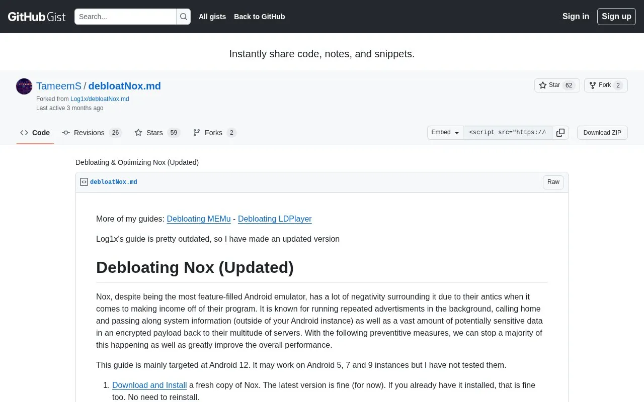 Debloat homepage screenshot