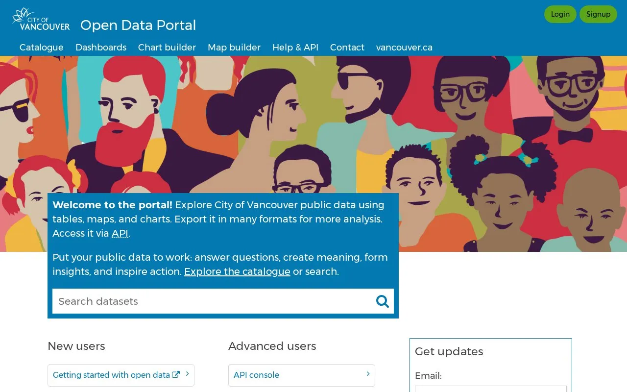 City of Vancouver Open Data Portal homepage screenshot