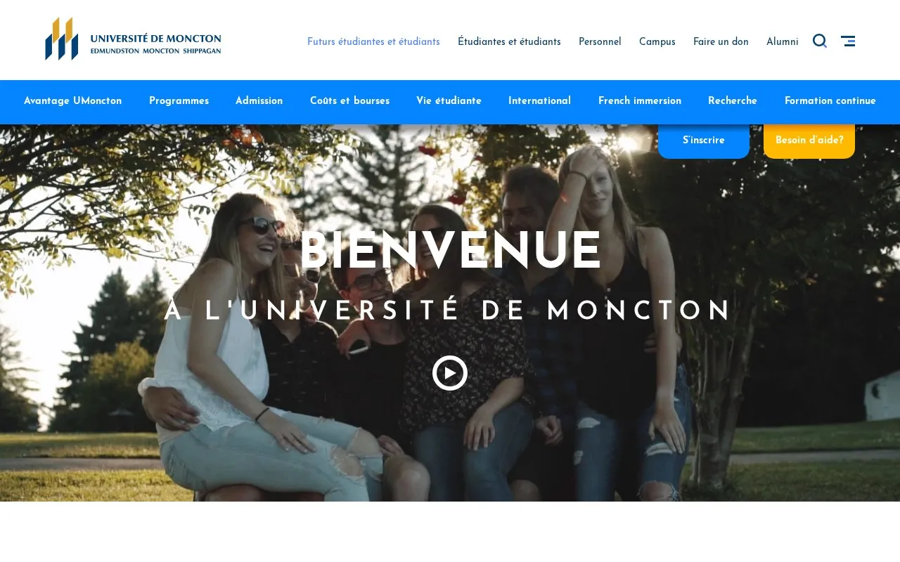 Universite de Moncton homepage screenshot
