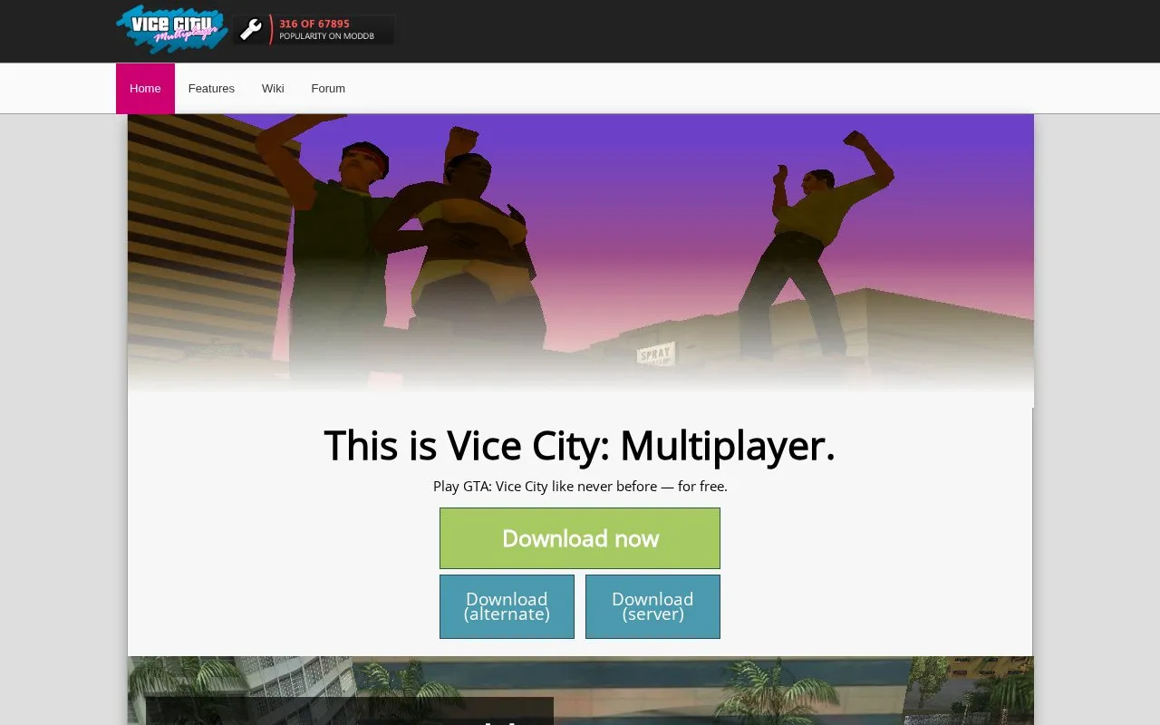 Vice City: Multiplayer homepage screenshot