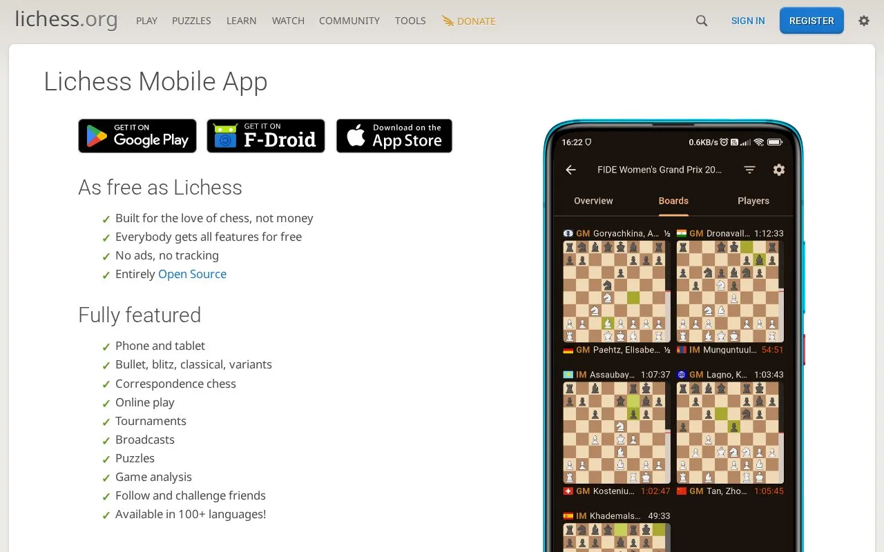 Mobile Apps homepage screenshot