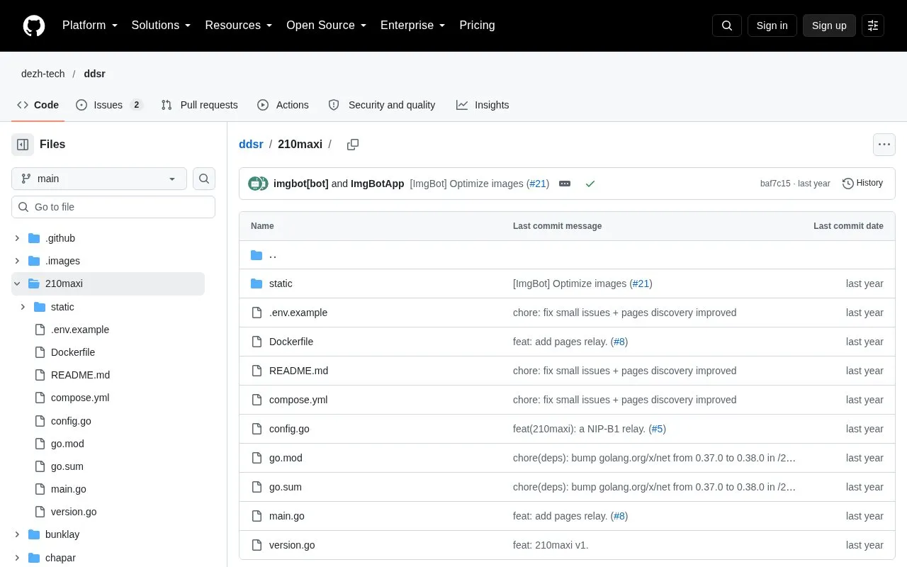 210Maxi homepage screenshot