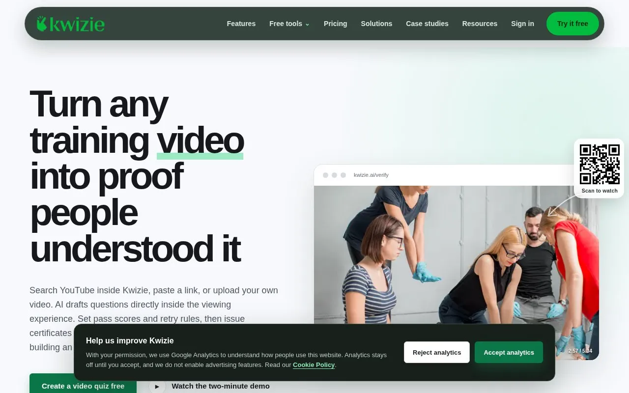 Kwizie homepage screenshot