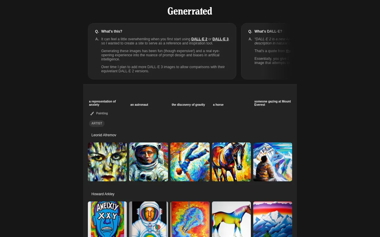 Generrated homepage screenshot