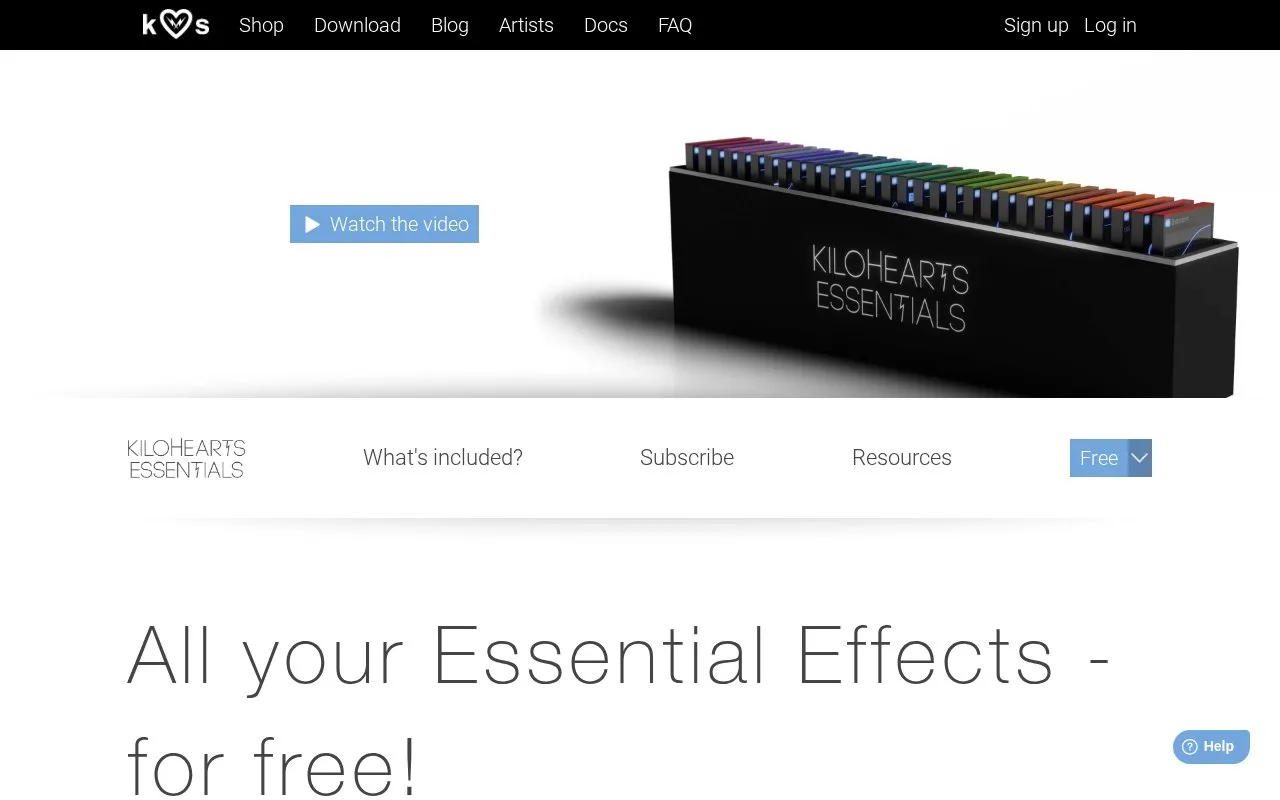 Kilohearts Essentials homepage screenshot
