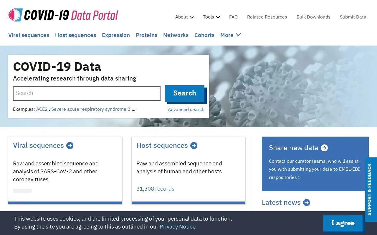 COVID-19 Data Portal homepage screenshot