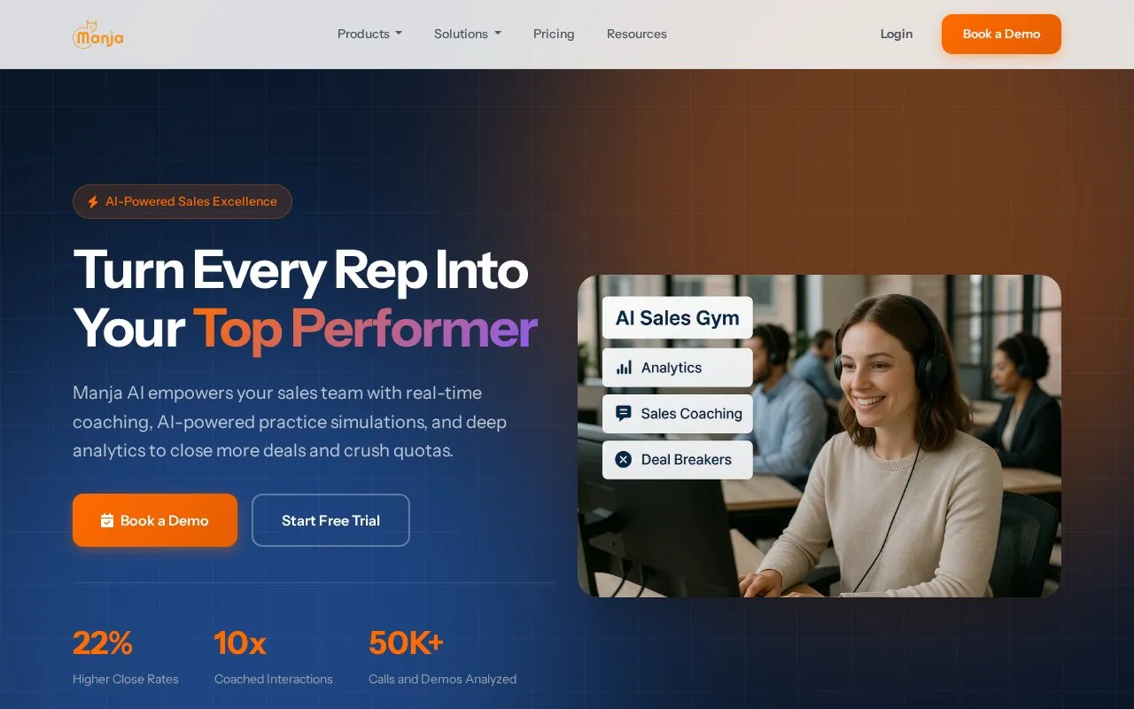 Manja AI homepage screenshot