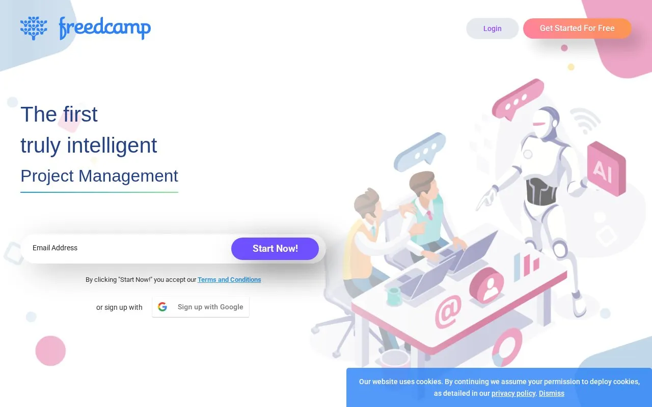 Freedcamp homepage screenshot