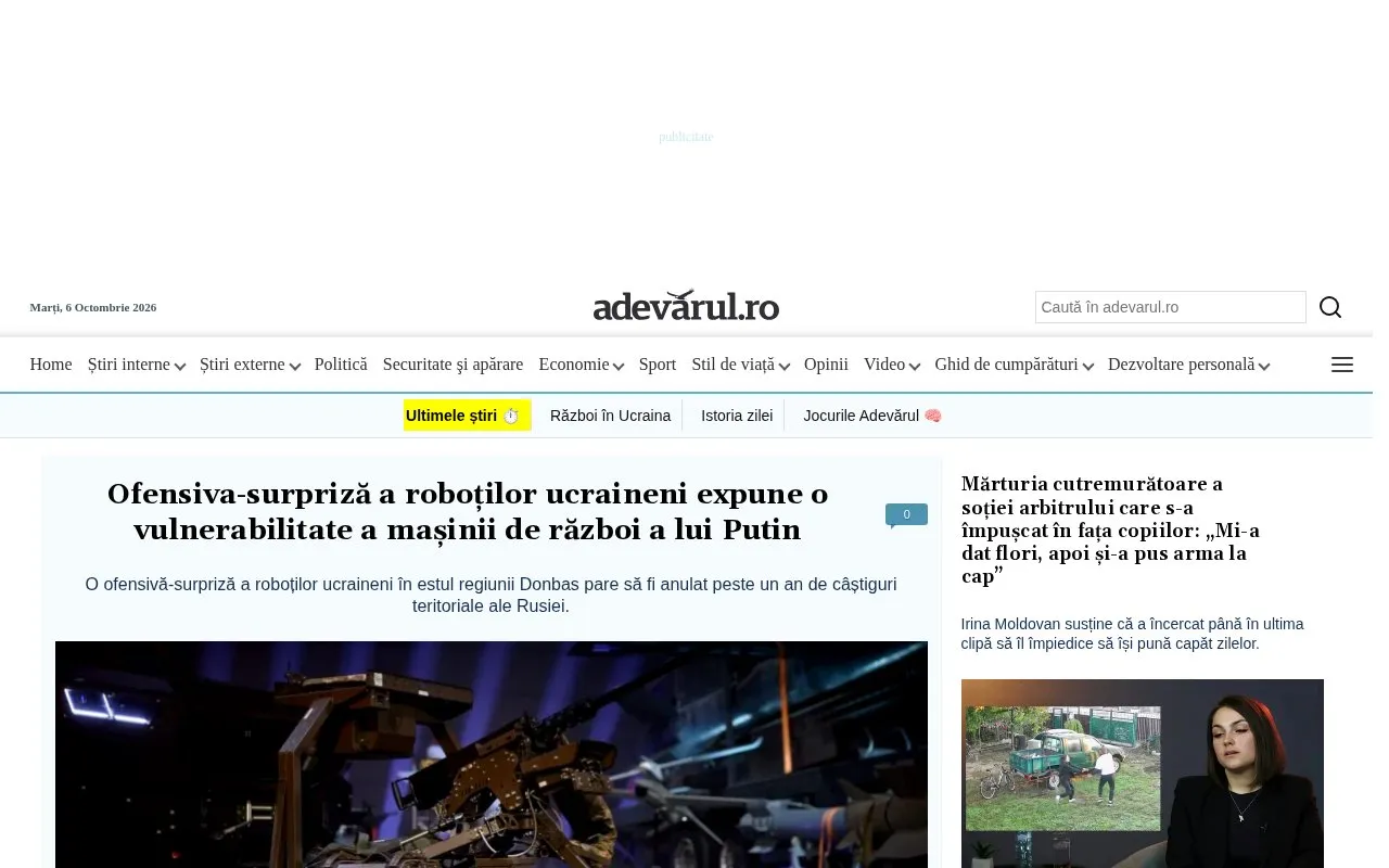 Adevărul homepage screenshot
