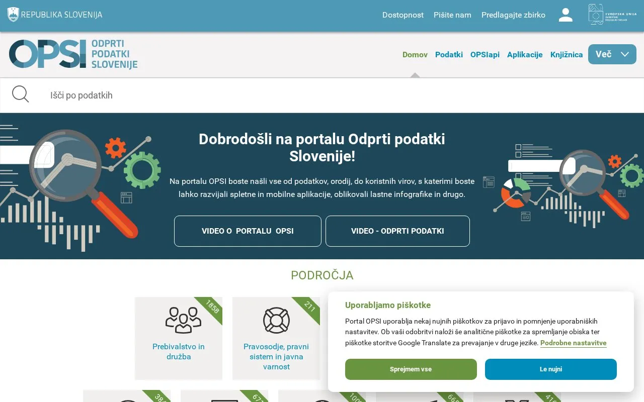 Open Data of Slovenia homepage screenshot