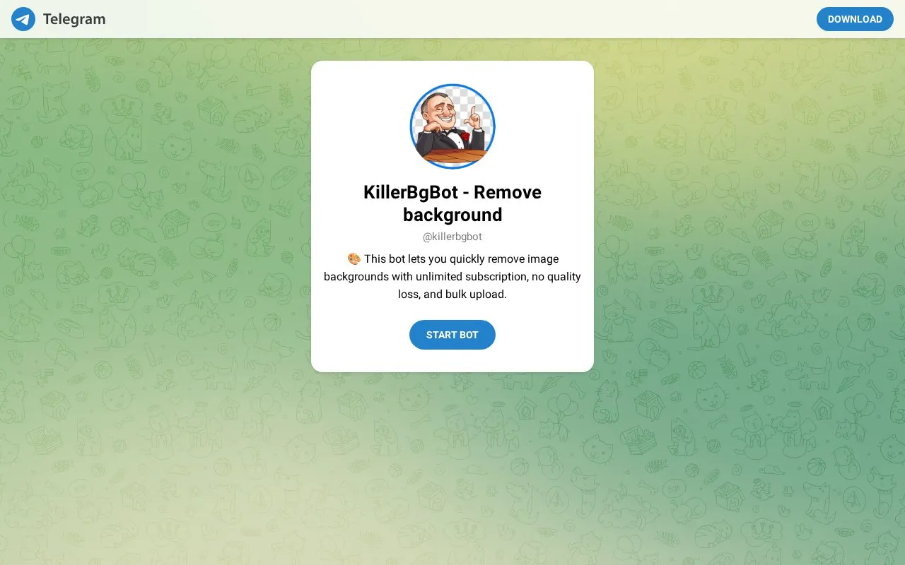 @killerbgbot homepage screenshot