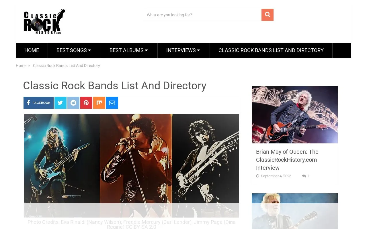 ClassicRockHistory homepage screenshot