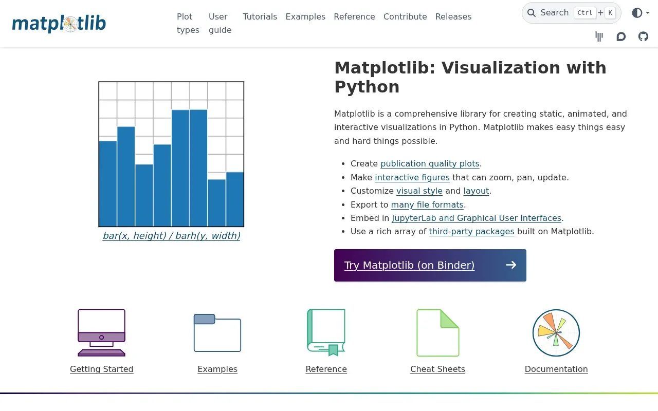 matplotlib homepage screenshot