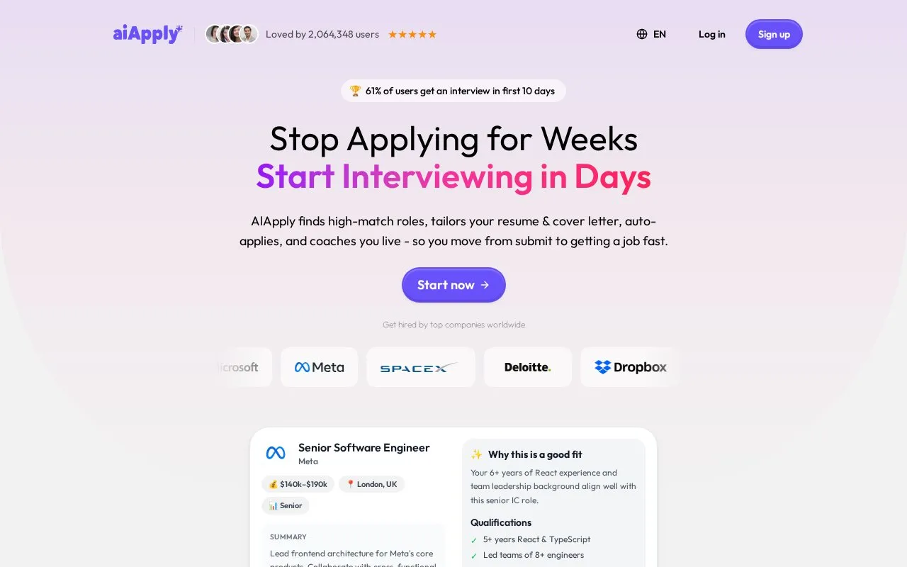 AIApply homepage screenshot